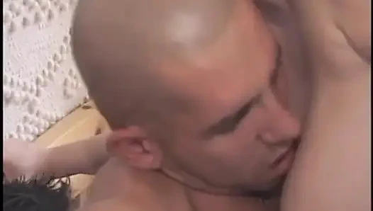 Big boobs brunette takes on two bisexual dudes at the same time