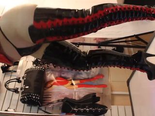 Pleaser-Delight PVC Outfit PVC Thigh High Platform Boots.
