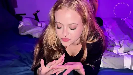 ''OMG, that's a lot of cum'' Young Blonde Gives A Blowjob And Receives A Massive Cumshot To Swallow And Play With