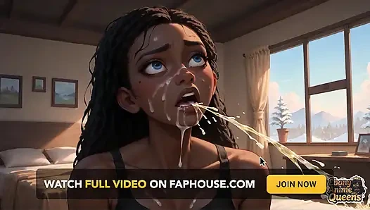 Ebenholz squirtet im schlafzimmer der königin, orgasmus: Dampfender dunkler XXX Porno!