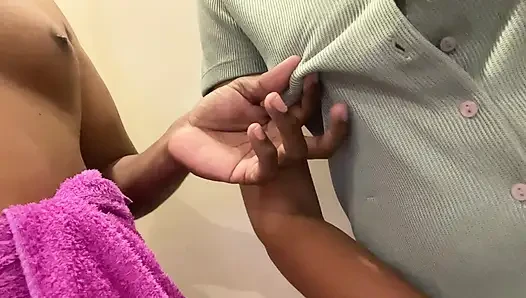 Stepdad ask stepdaughter to share the bed and they end up in passionate sex