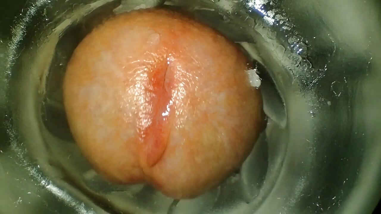 Fleslight fuck and extreme close up mushroom head cock and cumshot for you