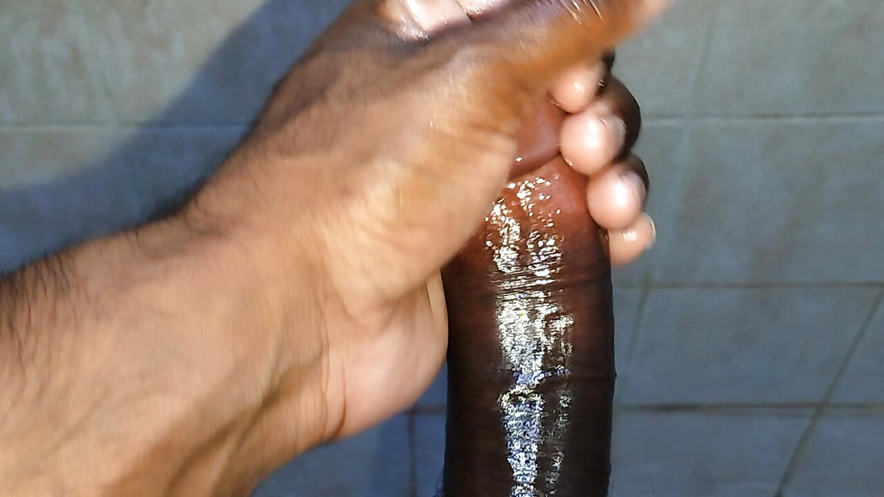 I'm playing with my big black huge cock masterbating video. 07