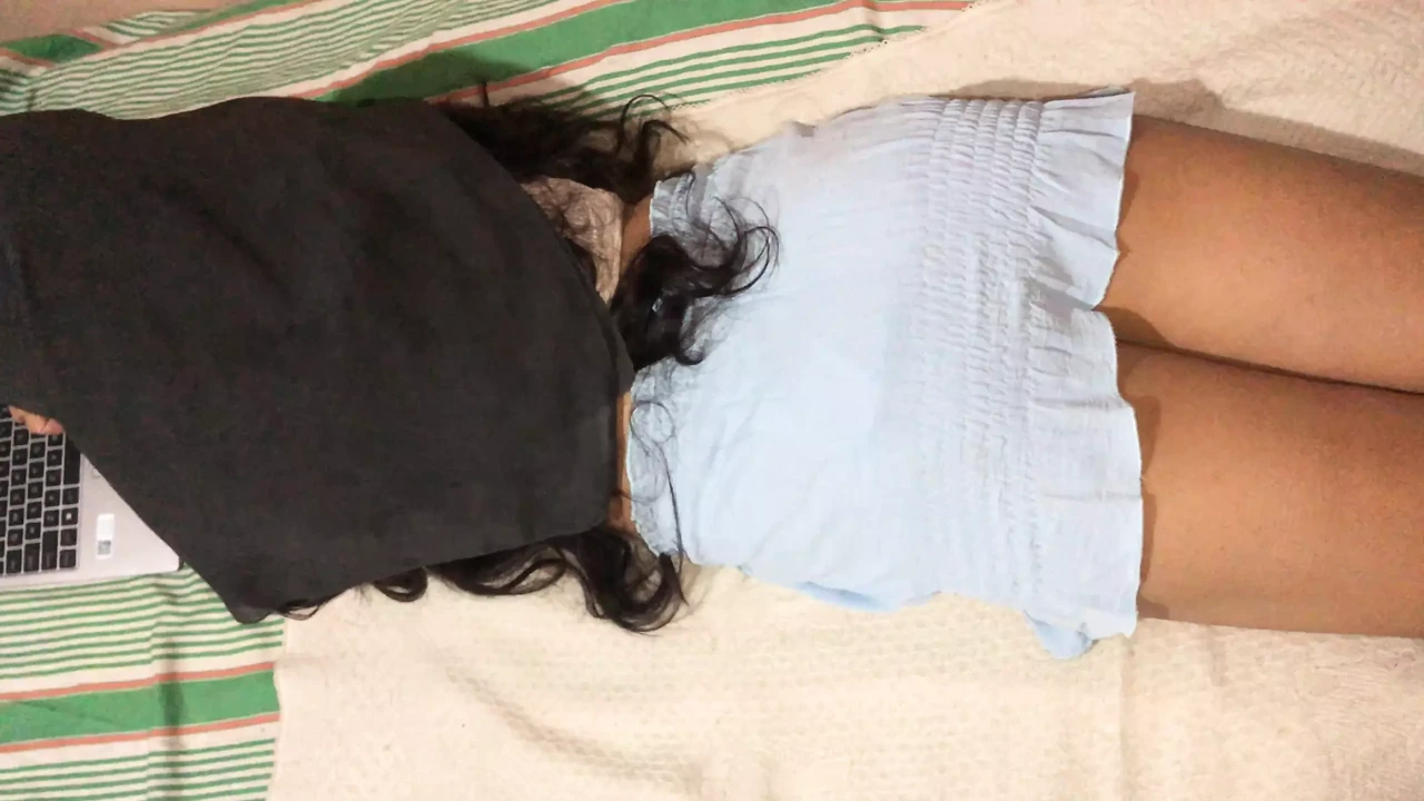 Young Hijabi Girl’s Private Moment on Bed – Webcam Capture