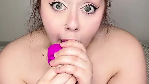 Bbw, Nikita Jay sucks 7 dildos to train her throat