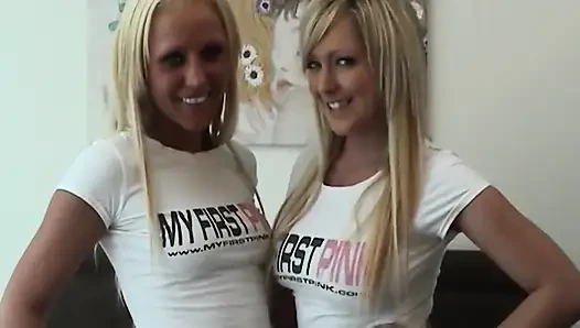 Two Blondes Share Pink Dildo Passionately