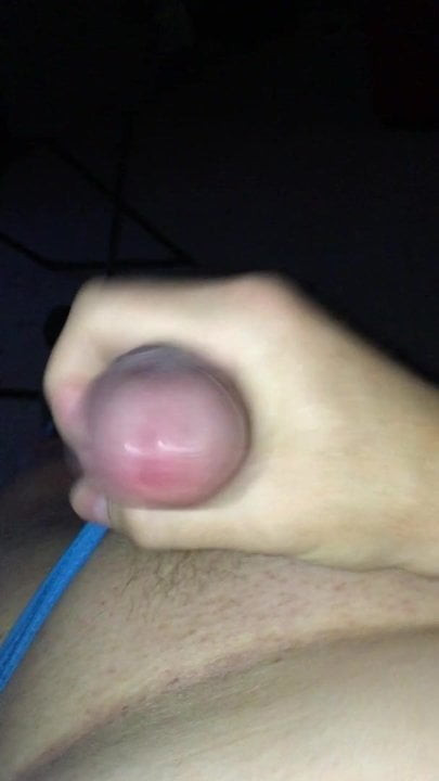 Cumming with my blue thong on