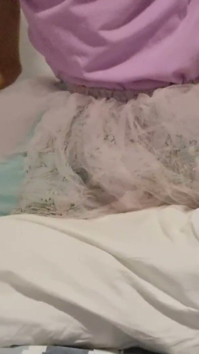 Diaper Sissy In A Tutu Jerking Off And Humping A Pillow | Clip 2