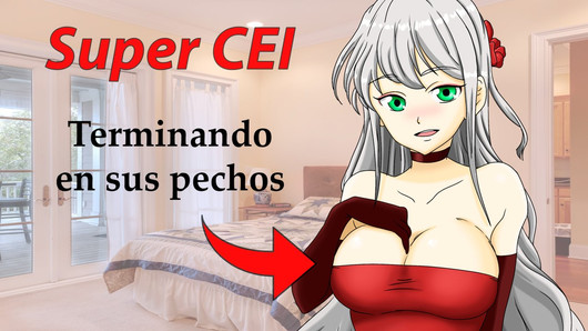 SUPER CEI HENTAI en español. Limpiando el semen de sus pechos.