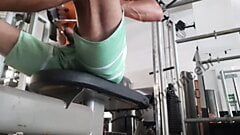 Working out with a hard cock at the gym