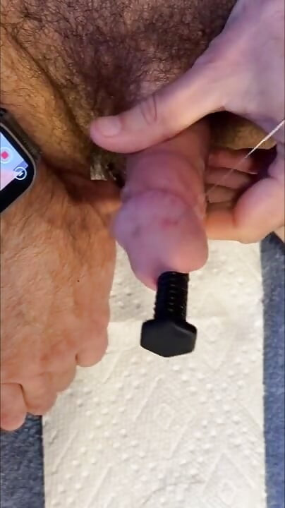 First time with needles through my dick head and massive cum explosion