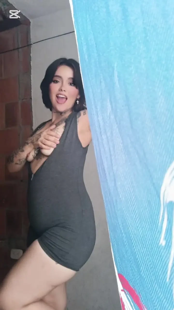 Sexy artisan crochet touches her tits