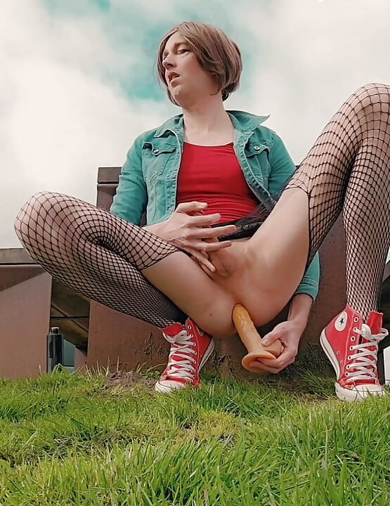Naughty Public Piss and Dildo Ride