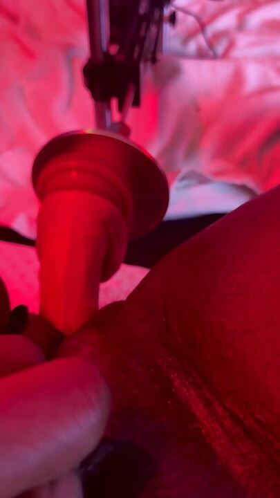 Trans woman alone with sex machine