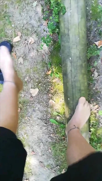 Outdoor Balancing in Pantyhose