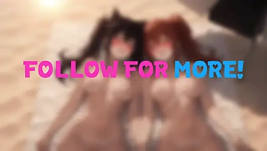 Yapay zekalı gotik güzellik kızıl saçlı güzellikle tanışıyor - plaj geçiti (buz popları yiyor)