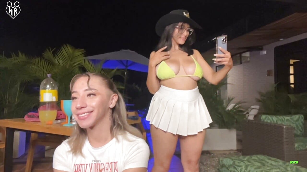 Cowgirl Hilary sneaks away from the stream to fuck behind her friends' backs.