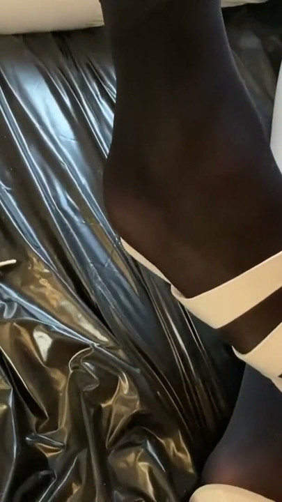 White Heels, white Leggings, Black Nylons | Clip 1