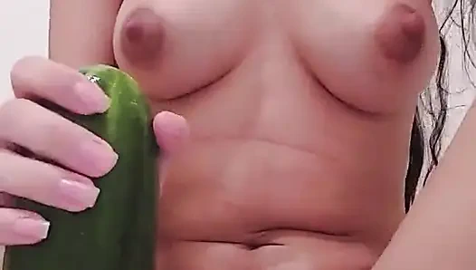 Breaking Into My Pussy with a Big Thick Cucumber