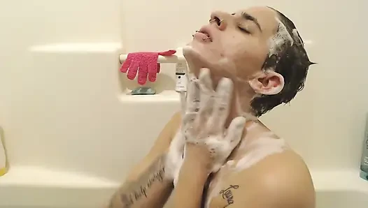 Lathered hair & long hairy armpits