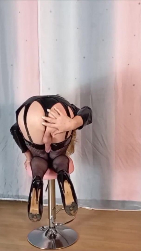 CD Whore in Lingerie Posing, Wanking, Squirting | Clip 1