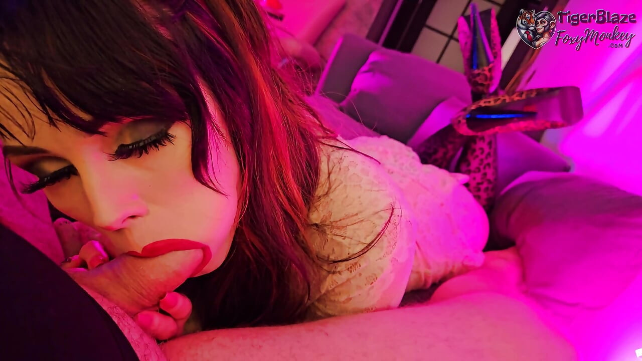 Hot Wife in Leopard Stilettos & Heavy Makeup Takes My Cock so Deep She Has Gag Reflex