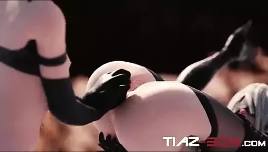 2B Gets Big Ribbed Dildo Pushed Into Her Ass