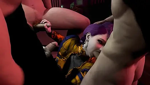Rumi the Kpop Demon Hunters in a Double Penetration Threesome