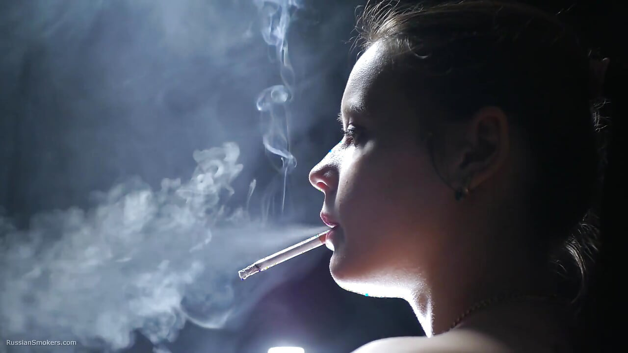 A Little Bit Naked Smoking Girl