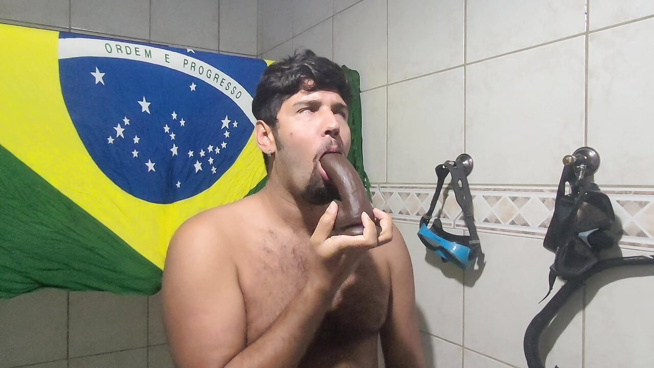 Trying the first dildo I got from a client – deep gagging & drooling mess