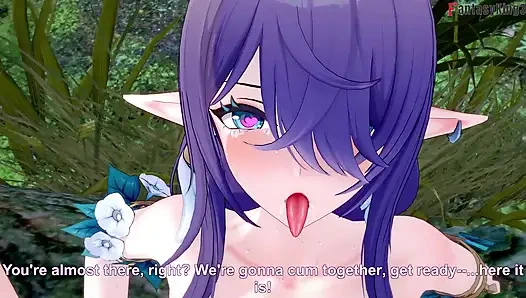 Lauma hot ahegao sex in the forest - Genshin Impact