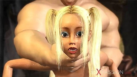 Big man plays with a young blonde in the dungeon