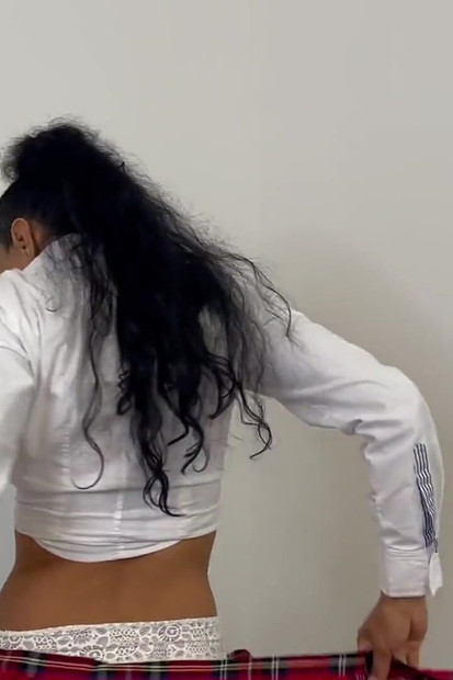 Grandad feels underneath Magnita's college skirt