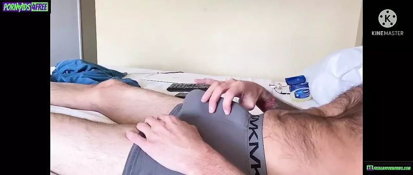 Hot tattooed Richard RiXXX stroking big cock blowing clouds