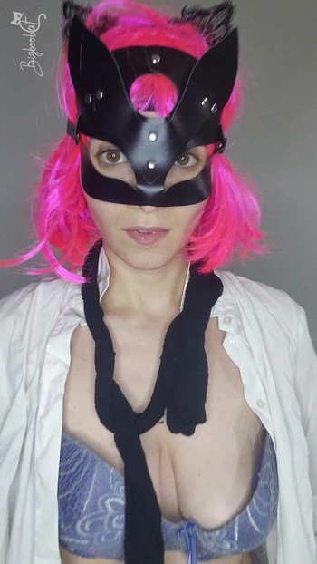 Be seduced by my tits as I masturbate with my kitty mask