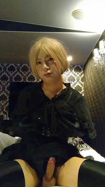 Captivating moment from "A big cross-dressing boy wearing a dress masturbated comfortably with an embarrassing appearance."