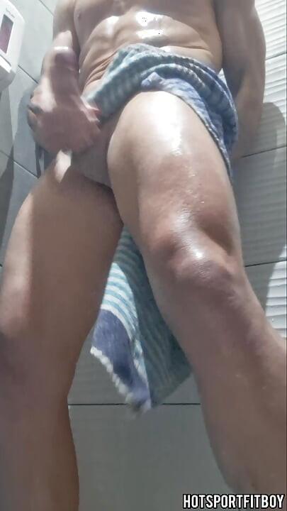 Public Shower Jerk Off – Fit Boy Strokes Big Hard Cock & Cums Hard! Risky Exhibitionist