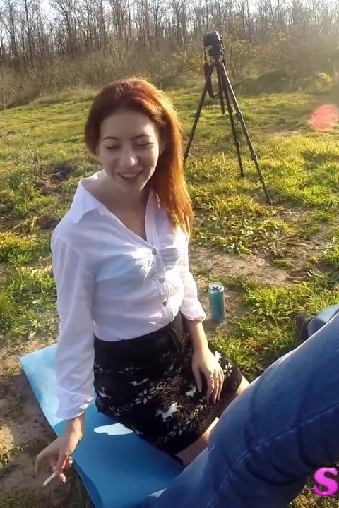 An outdoor blowjob