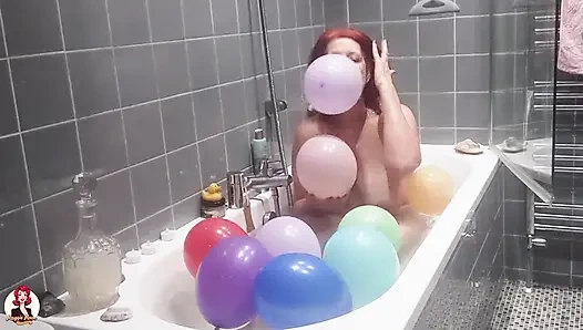 Taking a Bath and Playing with Balloons