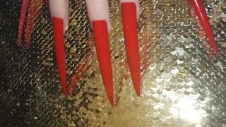 scrap red extreme long nails Lady Lee(video short version)