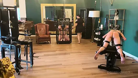 Piss Drenched Bound Slaves in Dominatrix Dungeon