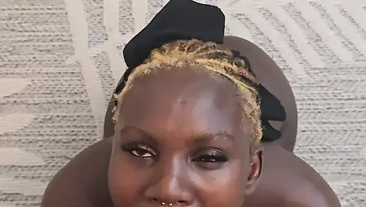 Big boobs ebony babe blowjob cum in mouth and cum swallow