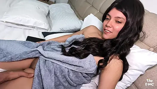 My stepfather caught me in a towel and explored my body with ejaculation inside