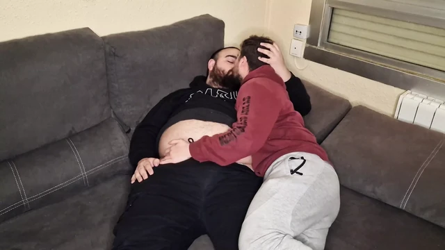 Bear and Chaser Suck Each Other's Cocks and Do a 69 on the Couch.