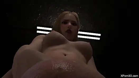 Bakış açısı dev kadın elle muamele ve yüzüne boşalma - dev futa