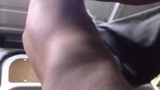 Gingerguy toying his ass in work van
