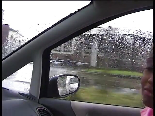 Picked up ebony with colored hair gives a nice blowjob to a driver