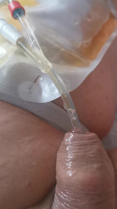 Playing with my catheter and cock 3