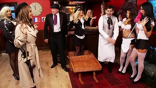 Stunning Sluts Get Some Fuck Orgy Action in a Cafe