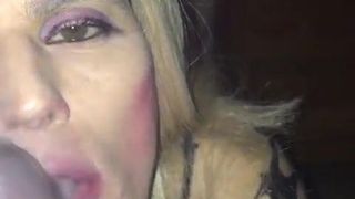 Blonde CD sucks off a huge BBC